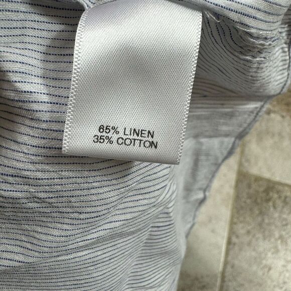 Murano Baird McNutt Linen Button Down Shirt Mens XL Non Iron Blue Long Sleeve - Picture 10 of 11